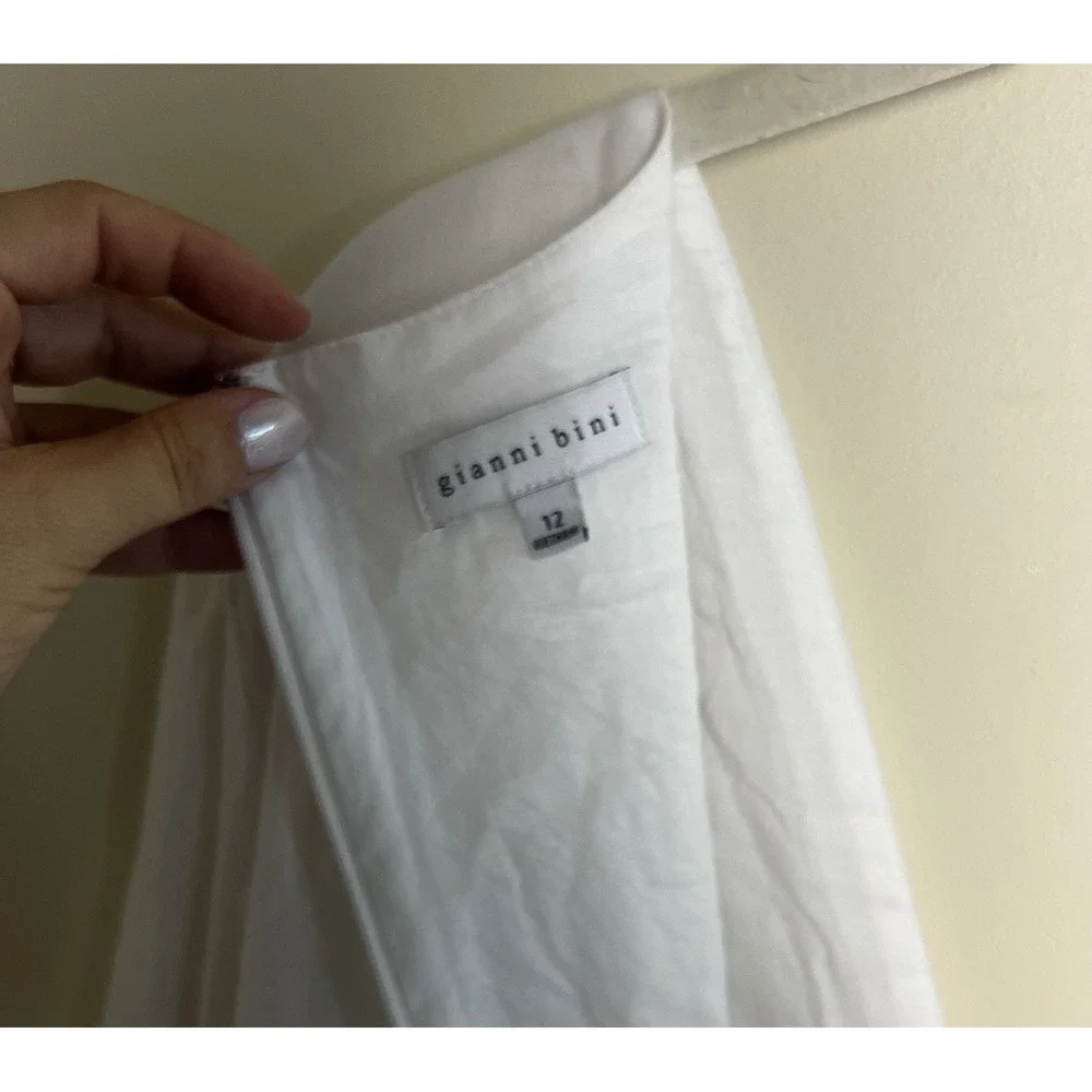 Gianni Bini Babydoll Dress Womens 12 White Tie Front Mini Zip Back Size 12‎ Bach